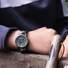 EasyRead Time Teacher Alloy Wrist Watch - Black-Green Face - Past & To - Green Camo Strap - ERW-BKG-PT-GC