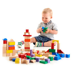 Assorted Coloured Wooden Blocks Set - Set of 100 Pieces