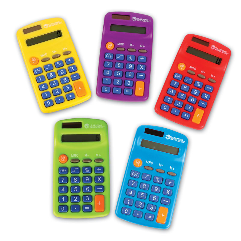 Rainbow Dual Powered Calculators Set of 10 by Learning Resources
