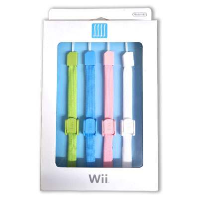 Official Nintendo Remote Wii Straps - 4 Straps (Green, Blue, Pink, White) - RVL-018A