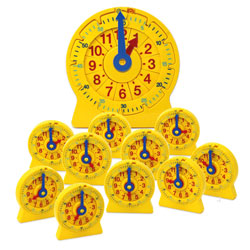 24-Hour Student NumberLine Classroom Set - 1x Demonstration Clock and 12x Student Clocks