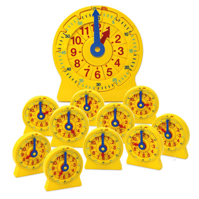 24-Hour Student NumberLine Classroom Set - 1x Demonstration Clock and 12x Student Clocks - H2M92905