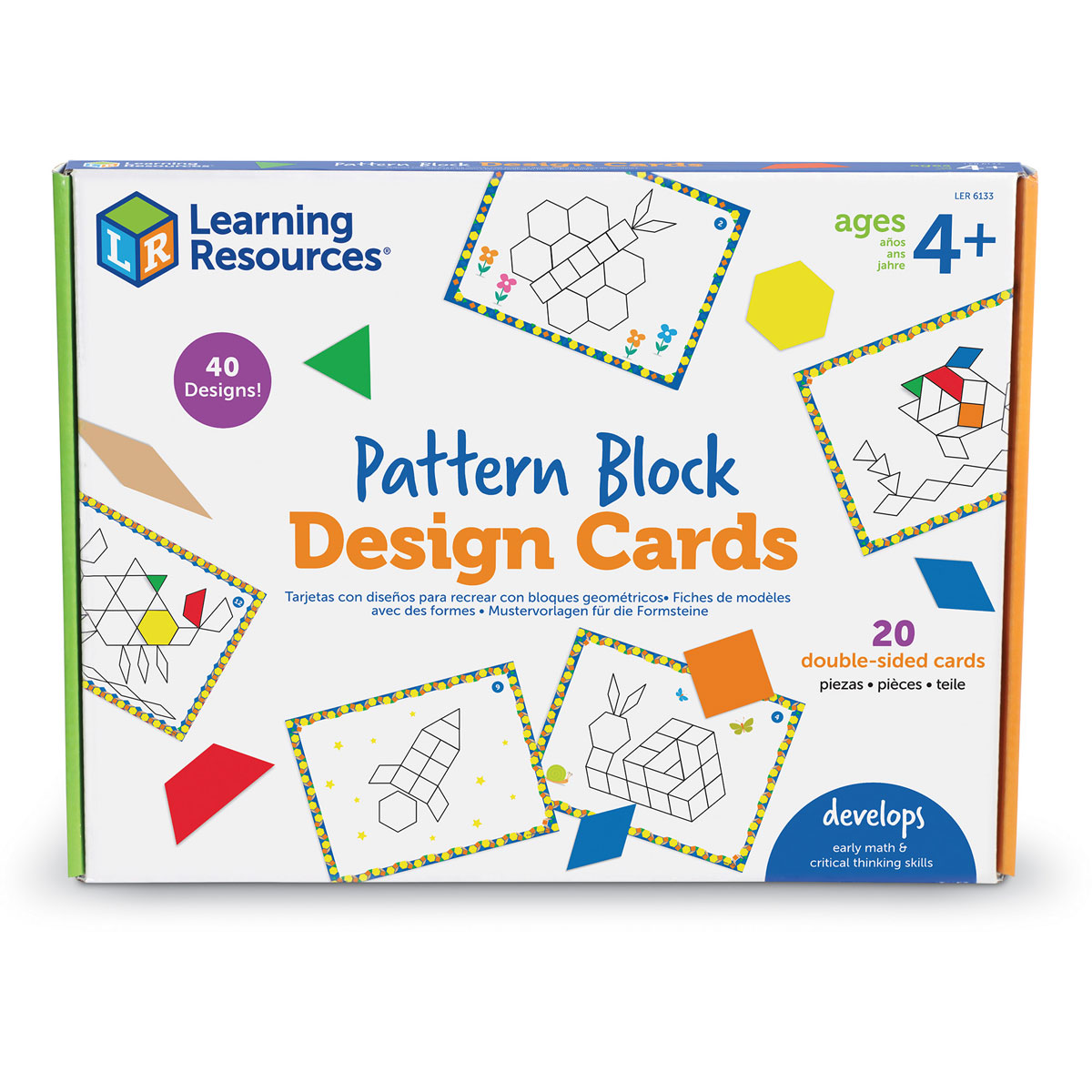 Learning Advantage Pattern Block Activity Cards Set of 20 Early Geometry For Kids Teach Creativity Sequencing and Patterning 