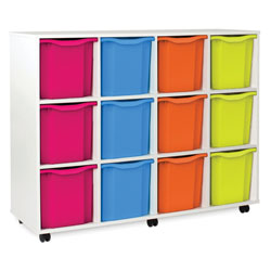 White Tray Storage Unit - with 12x Quad-Sized Trays