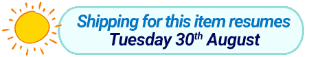 Shipping for this item resumes Tuesday 30<sup>th</sup> August